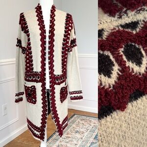MAX Sport Embroidered Knit Embroidered Longline Cardigan M Boho Western Cowboy